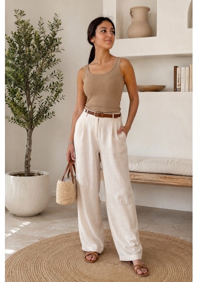 Unika Boutique Kadın Fittili Kalın Askılı Crop Atlet Vizon