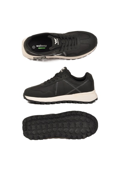 Walkway Siyah Hafızalı Taban Hafif Esnek Unisex Spor Ayakkabı Muveon M Siyah - Beyaz