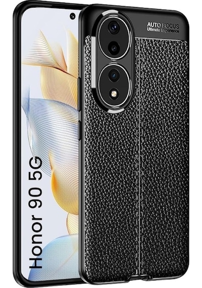 Honor 90 Deri Desenli Silikon Kılıf - Ultra Darbe Emici Kamera Korumalı Kapak