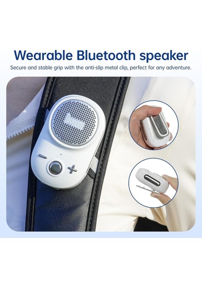 Itour-s Giyilebilir Bluetooth Hoparlör, Ip67 Klip-on, 10h Çalma Süresi, Beyaz
