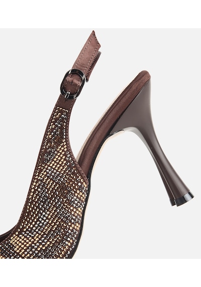 Hotiç Kadın Kahverengi Arkası Açık Taşlı Stiletto