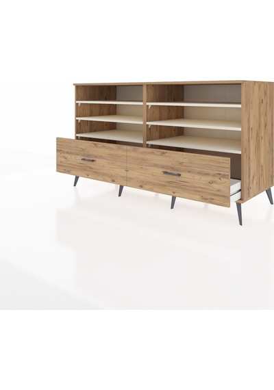 Kronos Konsol 6 Raflı 2 Çekmeceli 176x59x99 Çam-aytaşı/çam Çam-aytaşı/çam