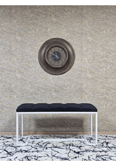 Zafir Beyaz Boyalı - L - Ayaklı 100 Cm X 38 Cm Oturak - Bench - Makyaj Taburesi - Makyaj Oturak Siyah