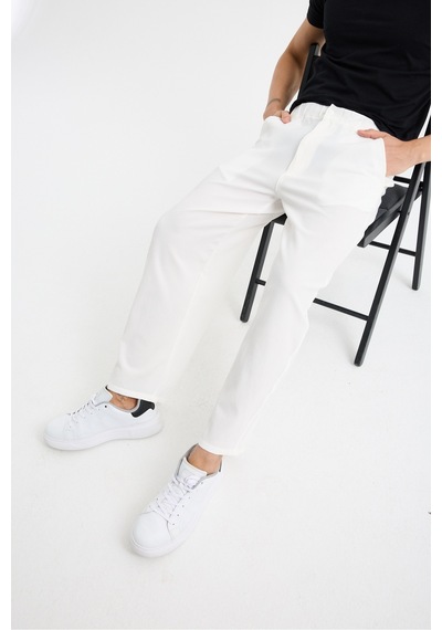 Eseclass Pilili Baggy Jogger Erkek Pantolon Beyaz Beyaz