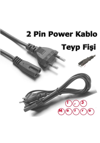 Yazıcı Güç Kablosu 220volt 2 Pin Çift Oluklu Kablo Teyp Kablosu