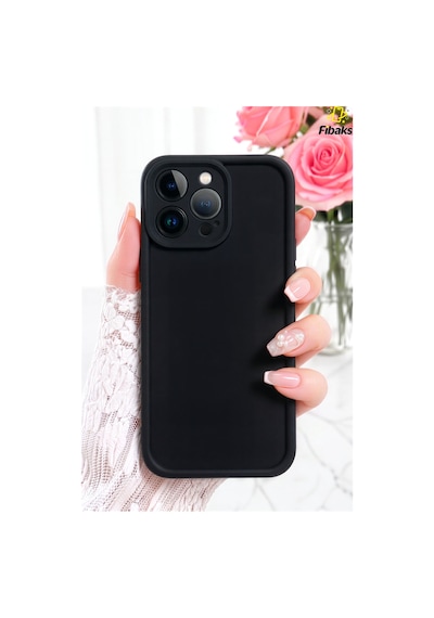 Fibaks iPhone 15 Pro Max Uyumlu Kılıf Kamera Korumalı Yumuşak Dokulu Renkli Silikon Kapak