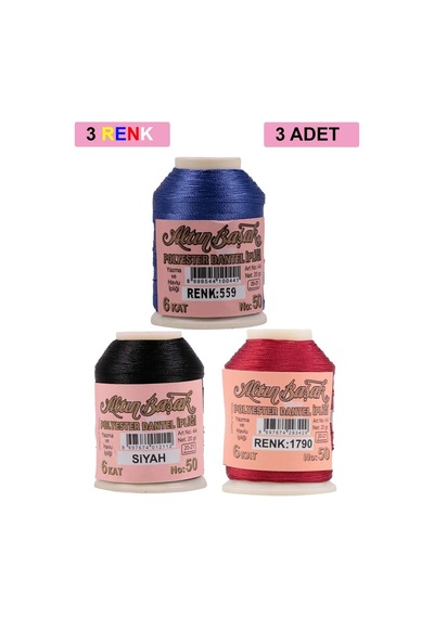 3 Adet Altınbaşak Oya Ve Dantel İpi 20 Gr - Royaleks - No: Siyah - 1790 - 559 Çok Renkli