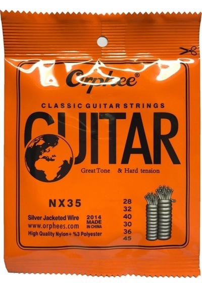 Orphee Nx35 Klasik Gitar Teli Seti Orta Seviye - Full Set Gümüş Kaplama Silver Plated Baslar, Şeffaf Naylon Tizler, Korozyona Dayanıklı Kaplama Uyum: 4/4 Standart Klasik Gitarlar Orphee Nx35 Klasik Gitar Teli Seti Orta Seviye - Full Set Gümüş Kaplama Silver Plated Baslar, Şeffaf Naylon Tizler, Korozyona Dayanıklı Kaplama Uyum: 4/4 Standart Klasik Gitarlar