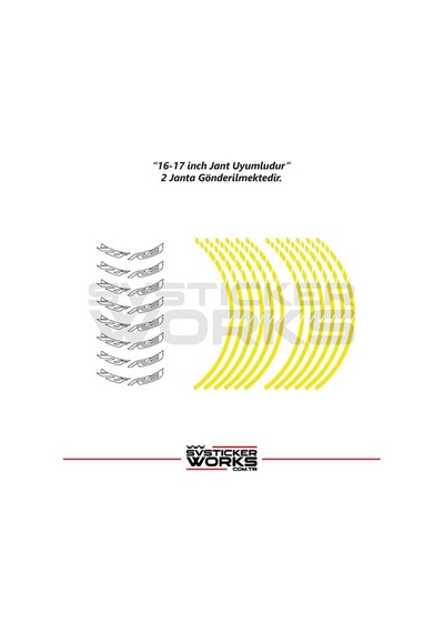 Yamaha Yzf-r3 Yazılı Jant Sticker Dış Ve İç Set Sticker Jant Şeridi Sarı 01019884