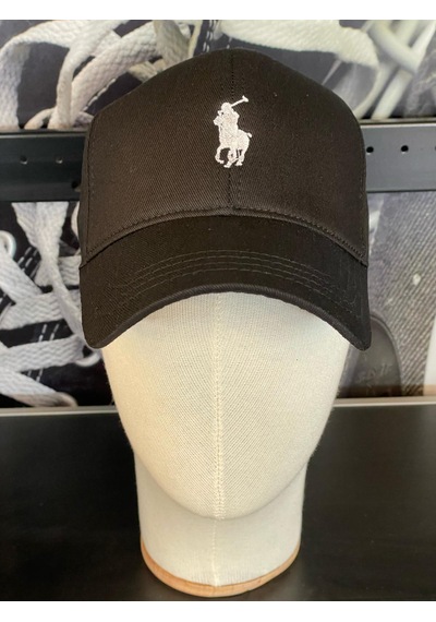 Hamze Polo Nakışlı Gabardin Kumaş Unisex Cap Şapka Siyah - Beyaz