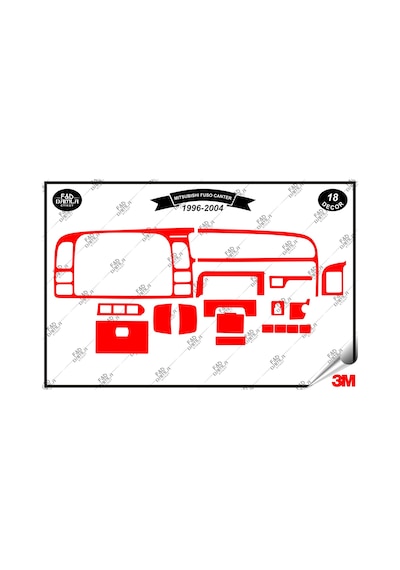 Mitsubishi Fuso Canter 1996-2004 Torpido Konsol Trim Göğüs Maun Kaplama Set 18 Parça Kırmızı