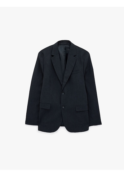 Koton Düğmeli Uzun Kollu Kapaklı Cepli Mono Yaka Blazer Ceket Lacivert 7wam50001nw