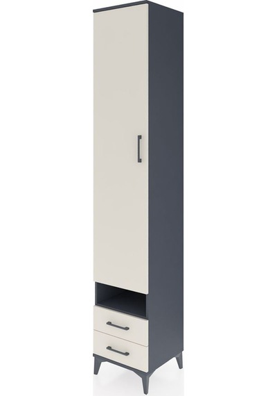 Hyperion Dolap 4 Raflı 2 Çekmeceli Tek Askılı 44x44x243 Antrasit-aytaşı Antrasit