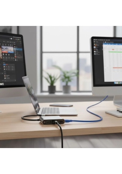 4 Ü 1 Arada Type-c To Hub Dönüştürücü Adaptör 4k Ultra Hd Hdmı & Vga Görüntü Aktarımı, Pd Hızlı Şarj Destekli, Usb Çoklayıcı Diğer
