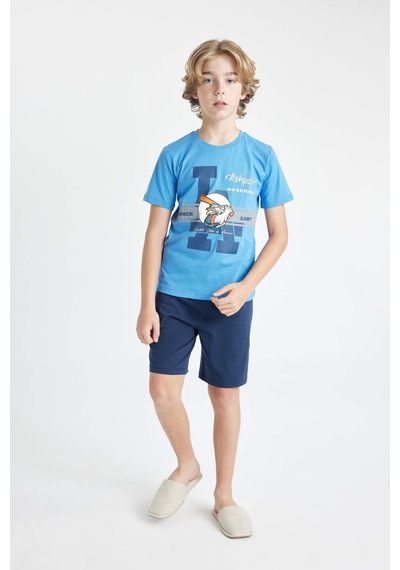 Defacto Erkek Çocuk Baskılı Kısa Kollu Şortlu Pijama Takımı C7911a824smbe277 Mavi Defacto Erkek Çocuk Baskılı Kısa Kollu Şortlu Pijama Takımı C7911a824smbe277 Mavi