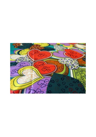 Tikitonki Kare Kesim Kalp Desenli Saten Yeşil Eşarp - 90x90 Karışık Karışık