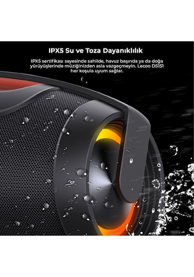 Lecoo DS151 80W Kablosuz Bluetooth 5.0 RGB IPX5 TWS Taşınabilir Hoparlör