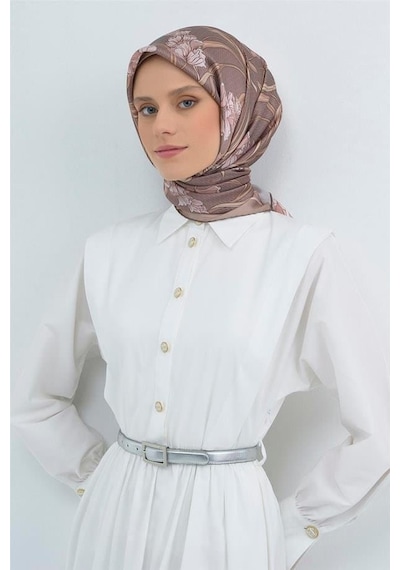 Armine İpek Eşarp 2026 Yaz - 9512-06 Sütlü Kahve Twill