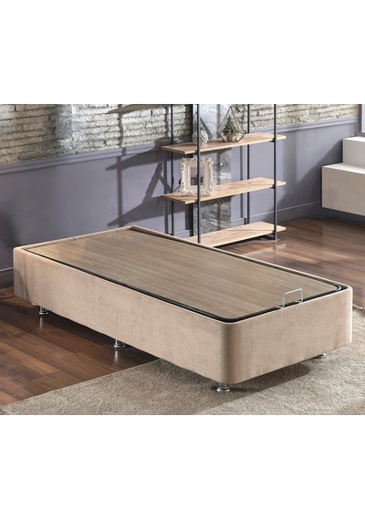 Nironyatak Niron Ela Baza - 80X180 Cm Tek Kişilik Sandıklı Sütlü Kahve Kumaş