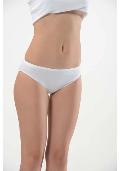 Faal 218x6 Kadın %100 Pamuk 6'lı Penye Ribana Bikini Külot-beyaz Beyaz