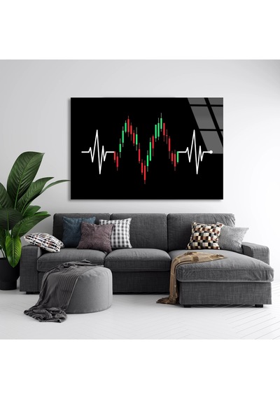 Borsa Grafiği - Cam Tablo - Deg1171 90 X 60 Cm