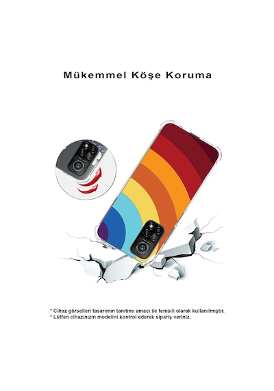 Tecno Camon 18 Uyumlu Köşe Korumalı Renk Cümbüşü A Tasarımlı Şeffaf Silikon Kılıf
