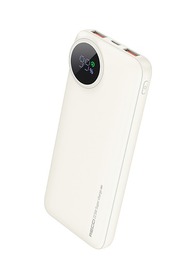 Recci RPB-P48 22.5 W 10000 mAh PD 20 W Dijital Led Göstergeli Hızlı Şarj Powerbank Krem