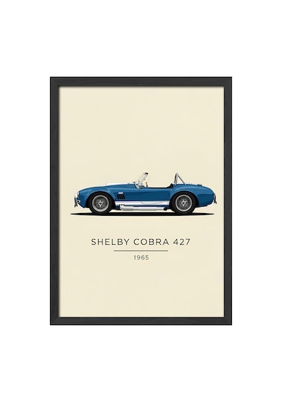 Ford Shelby Cobra 427 Siyah Ahşap Çerçeveli Poster, Dekoratif Araba Duvar Tablosu