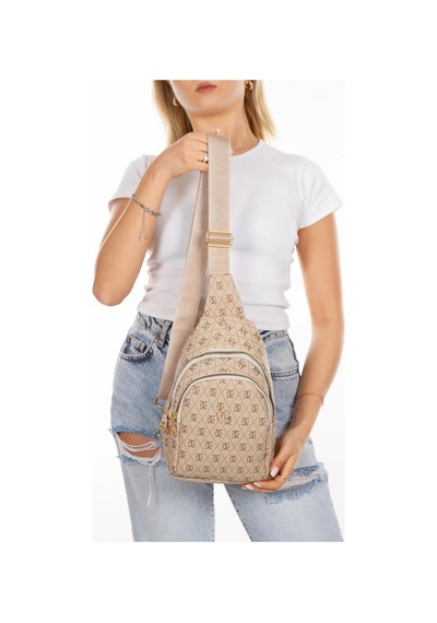 Newish Polo Kadın Deri Monogram Desenli Çapraz Bel Göğüs Ve Omuz Çantası New218 Bej-bej 53254602