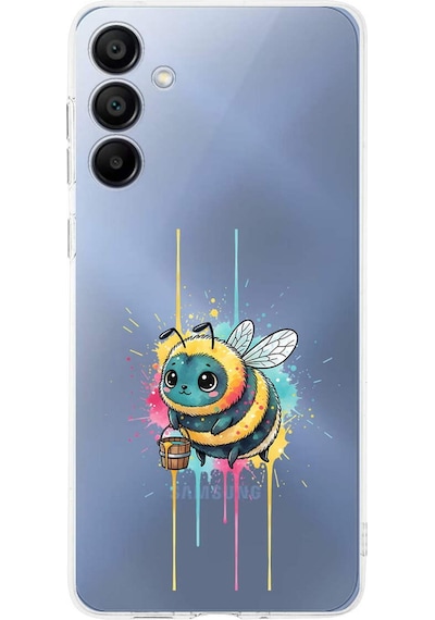 Samsung Galaxy A15 İle Uyumlu Splash Arı Tasarımlı Şeffaf Silikon Kılıf Şeffaf