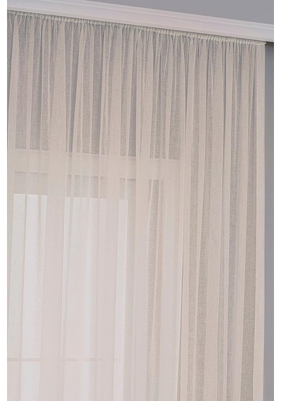 Lexroo Fabric Design Folded Bej Keten Plus Tül Perde 150 X 260