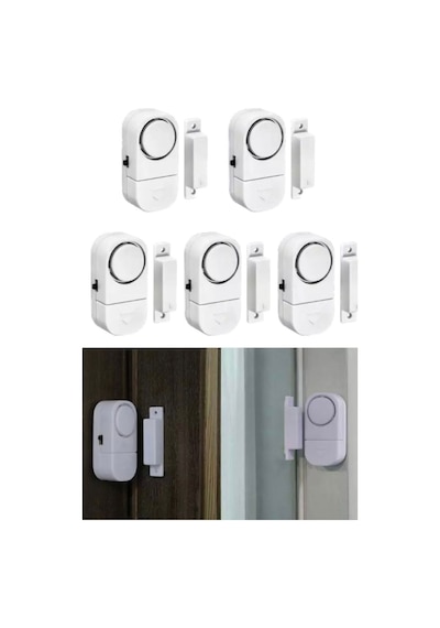 5 Adet Cam Pencere Kapı Pvc Engelleyici Güvenlik Ürünleri Manyetik Alarm Set