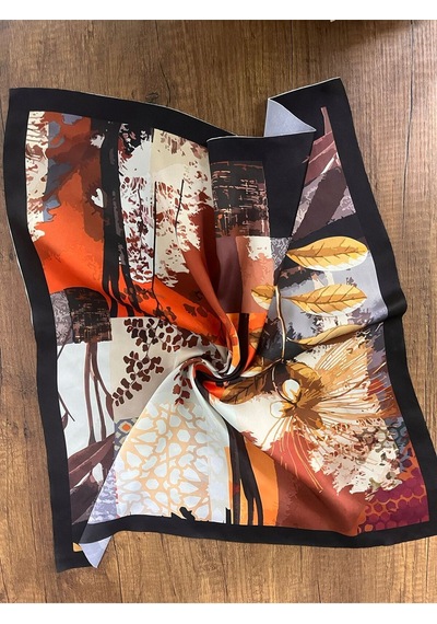Şifon Saten Fular Desenli Fular Bandana Renkli