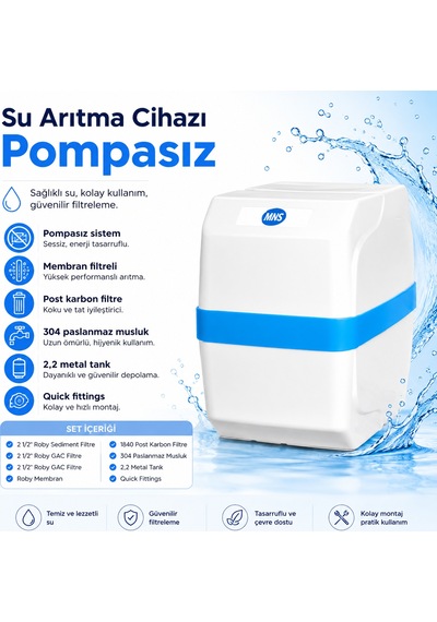 Pompasız Su Arıtma Cihazı 2,2 Galon Metal Tanklı 108691208