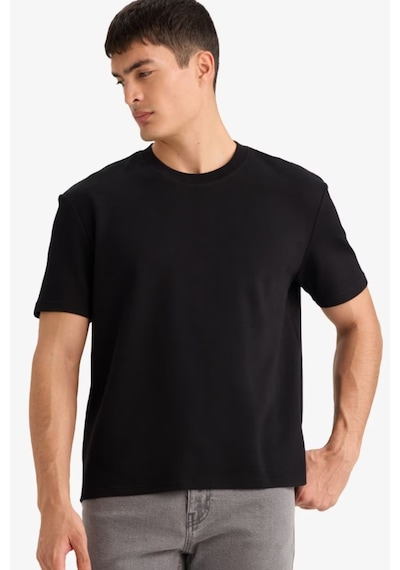 Defacto Regular Fıt Bisiklet Yaka Twill Kısa Kollu Tişört D7912ax26spbk81 Siyah-bk81