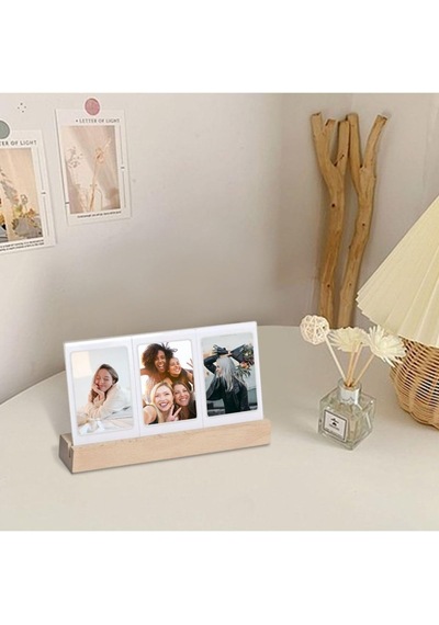 Mini Ahşap Işıklı 5'li Fotoğraf Çerçeve Seti