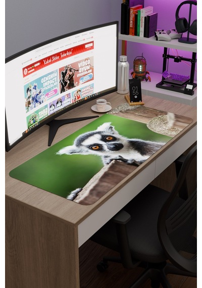 Lemur Kaymaz Dikişli Kauçuk Oyuncu Mousepad V2 - 90x40 Xxl Gaming Mouse Pad Fare Altlığı