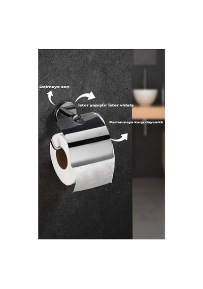 Delmeye Son Yapışkanlı Tuvalet Kağıtlığı Wc Kağıtlık Tutucu Krom Yk-703 Diğer