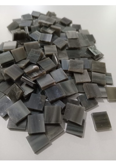 Antrasit Kare Vitray Cam Mozaik Taşı - Sanatsal Mozaik İçin Yaklaşık 10 X 10 Mm