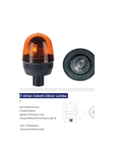 12v Döner Lamba Alttan Borulu Soketlı - Emr-07