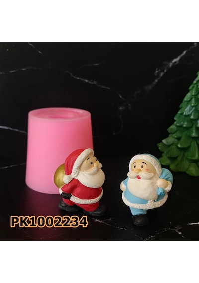 Pk1002234 - Silikon Kalıp Mum Kalıbı - Heybeli Noel Baba Renksiz