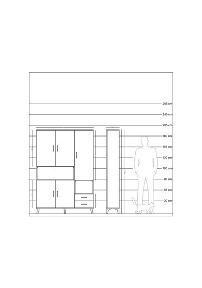 Arges Dolap 10 Raflı 2 Çekmeceli 5 Kapaklı 132x30x195 Aytaşı-aytaşı/antrasit Aytası/antrasıt