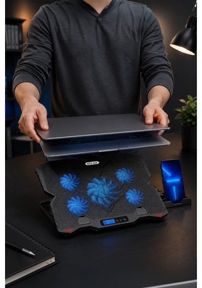 Özel Üretim Taşınabilir Destek Cihaz Altlığı Çalışma Alanı Laptop Soğutucu Cf09 Siyah