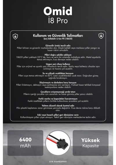 Omid İ8 Pro 6400mah Robot Süpürge Bataryası K.k
