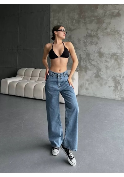 Tarzyeri Kadın Palazzo Jeans Pantolon - Mavi 001
