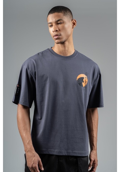 Maraton Sportswear Oversize Erkek Bisiklet Yaka Kısa Kol Basic Antrasit T-shirt 23243-antrasit
