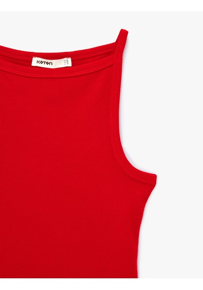 Koton Kaşkorse Kolsuz Pamuklu Slim Fit Askılı Kare Yaka Üst Kırmızı 6sak10388ek