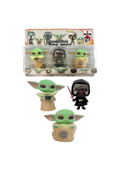 S.wars The Mandalorian Grogu Baby Yoda Kylo Ren Pop Stil 3lü Koleksiyon Karakter Figür Oyuncak Seti