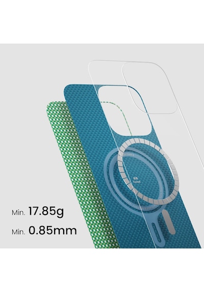Apple Uyumlu iPhone   16 Pro Kılıf   Magsafe Özellikli Aramid Fiber Pitaka Ultra-slim Classic Serisi Forest Green