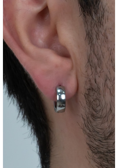 Bombeli Unisex Geniş Erkek Çelik Küpe Çifti 2 Renk 6 MM Mse7